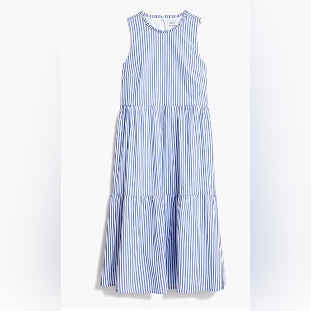 J. Crew sleeveless striped tiered midi dress